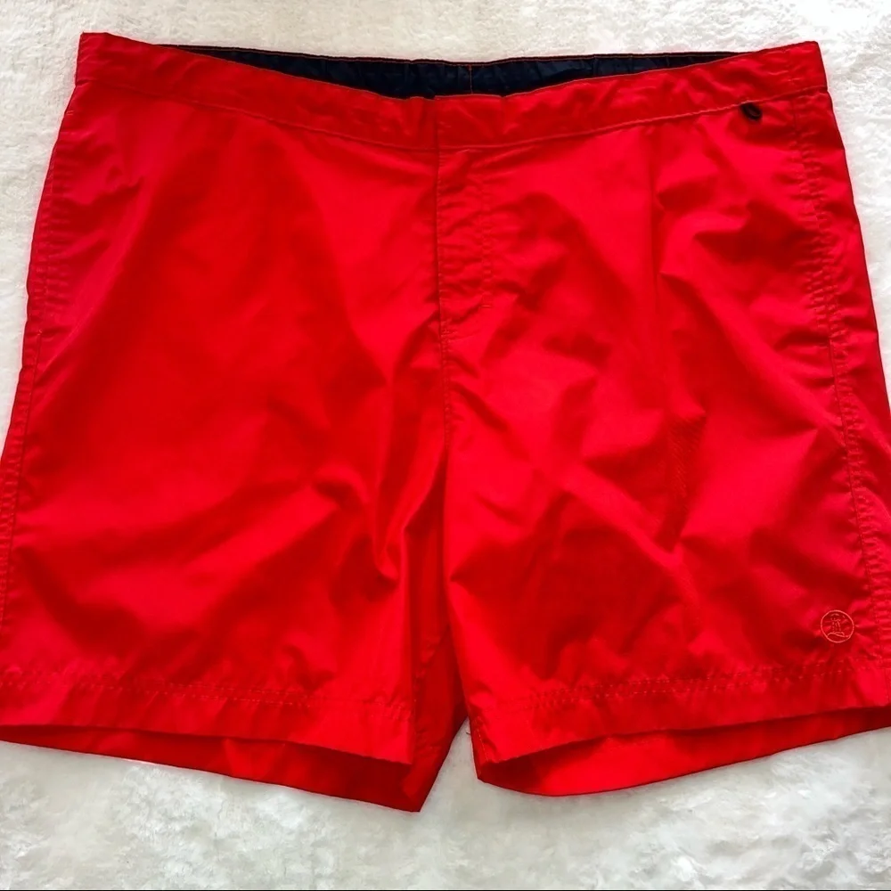 Lands’ End Men’s Nylon Swin Trunks‎ Sz 42 Red Fully Lined Drawstring 3 Pockets